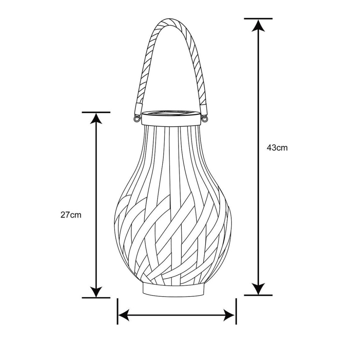 Solar LED Tuinverlichting Set, Bruine Bamboe, IP44, 27 cm, 2-pack