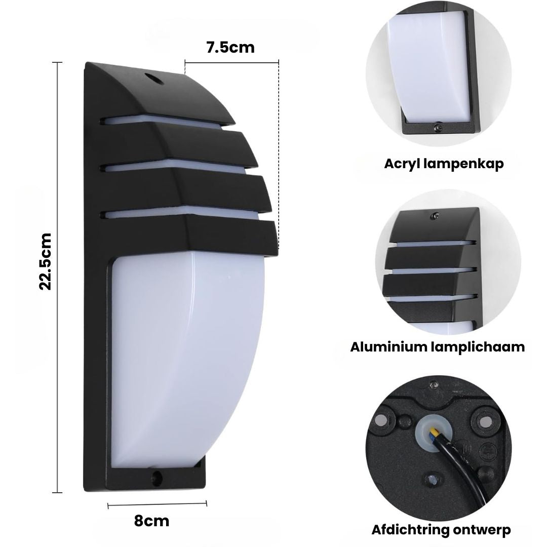 Buitenwandlamp met 6W LED, Grafietgrijze Aluminium Buitenlamp