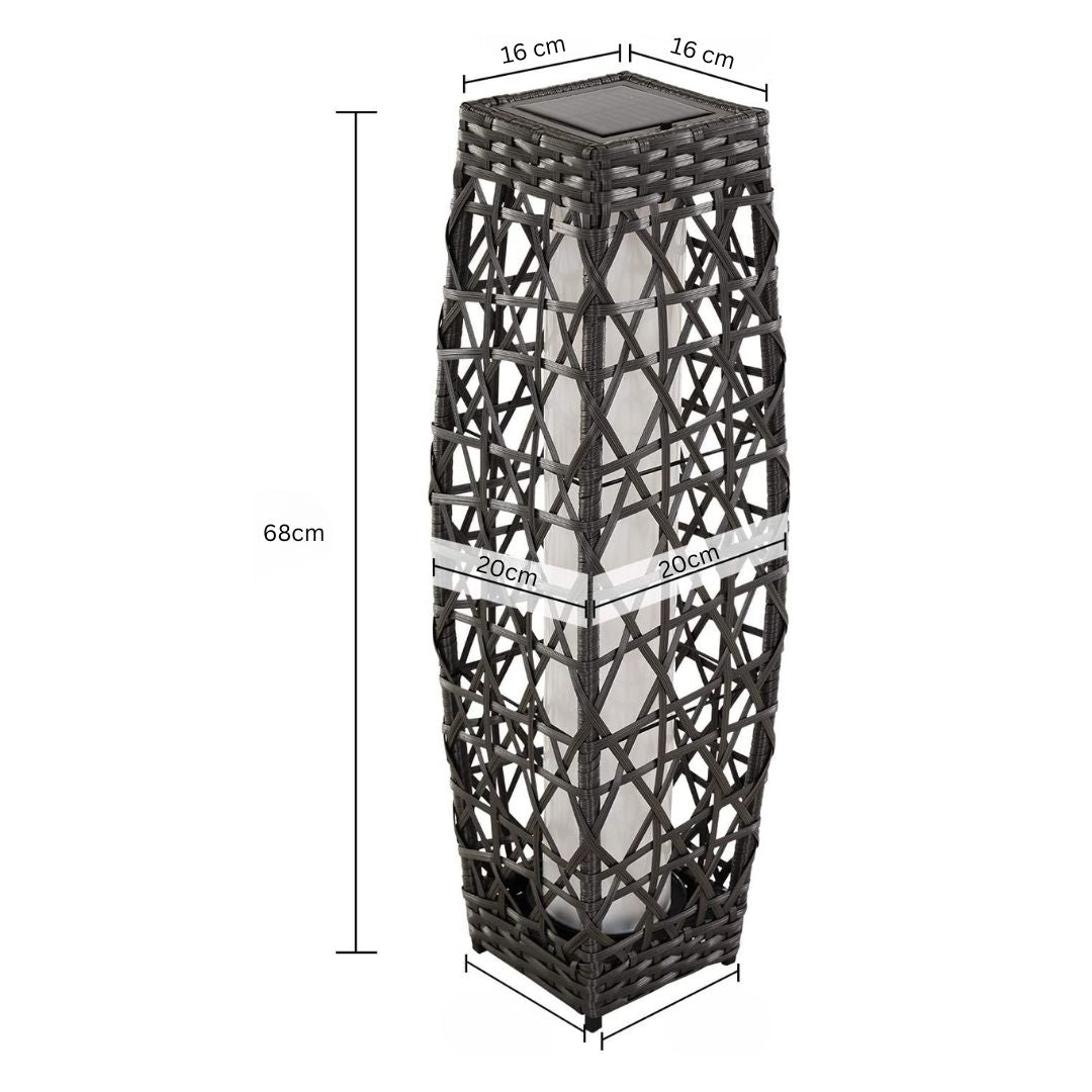 Grijze Buitenlantaarn van Wicker met 25 Lumen Solar Verlichting