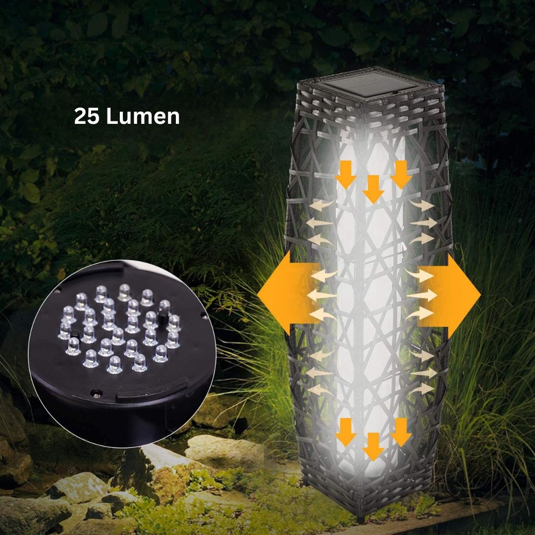 Grijze Buitenlantaarn van Wicker met 25 Lumen Solar Verlichting