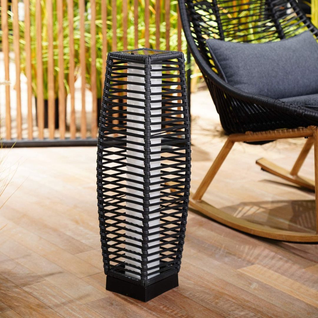 Grijze Buitenlantaarn van Wicker met 25 Lumen Solar Verlichting
