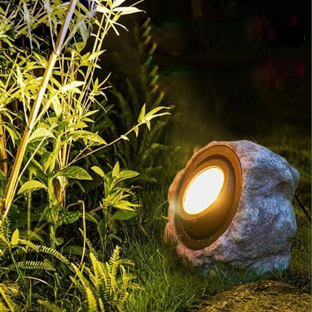 Solar Rotslamp Buiten LED Spot Waterdicht IP65 – Warm Wit