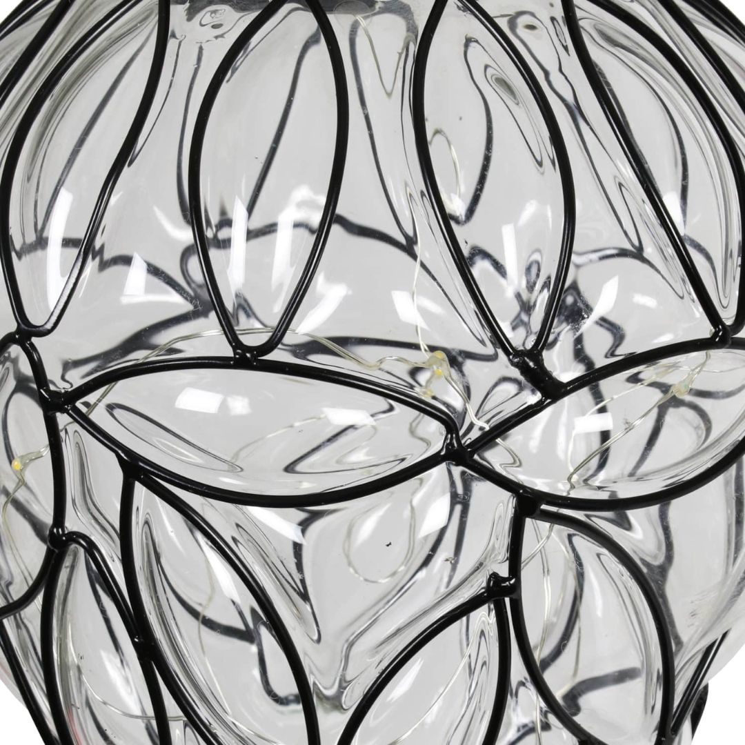 Hangende Solar Lantaarn van Glas met 15 Warm Witte LED-lampjes
