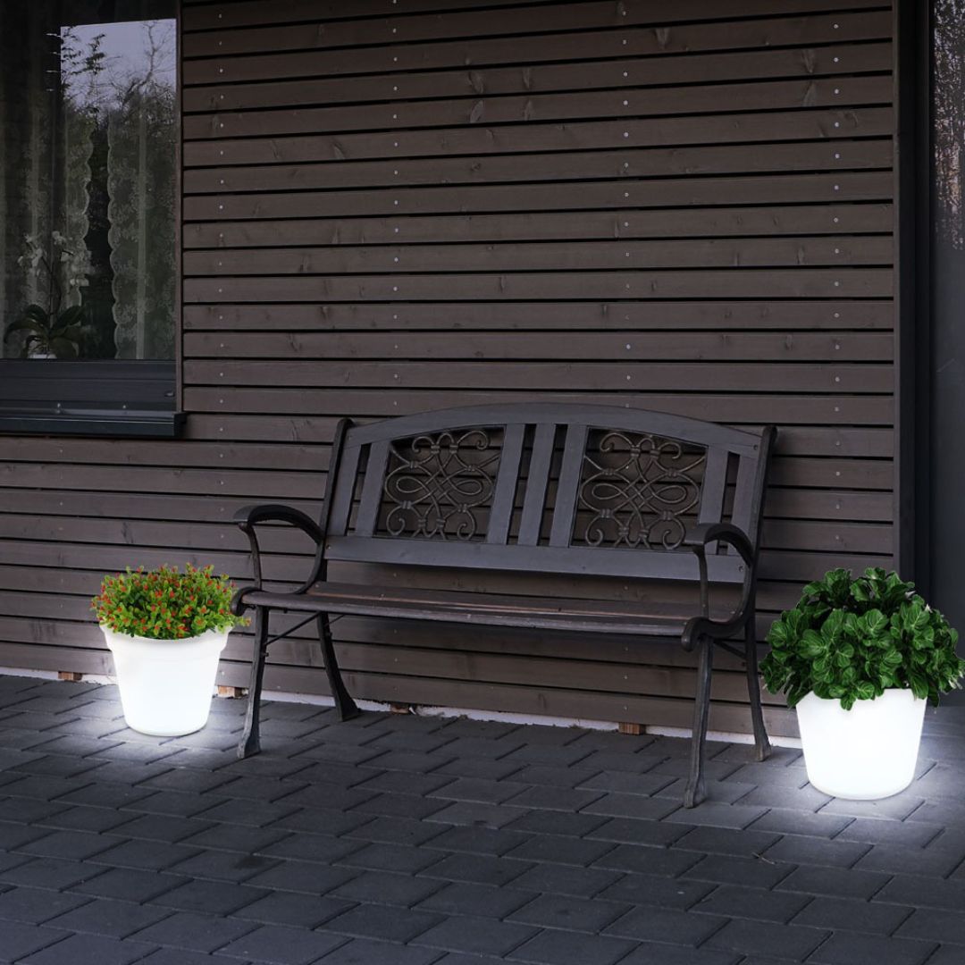 3x LED Zonnebloempotten Buitenverlichting Wit Kunststof op Batterijen