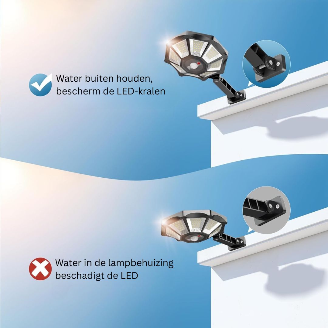 Zonne-straatlampen voor buiten met bewegingssensor, 168 LED IP66 6500K