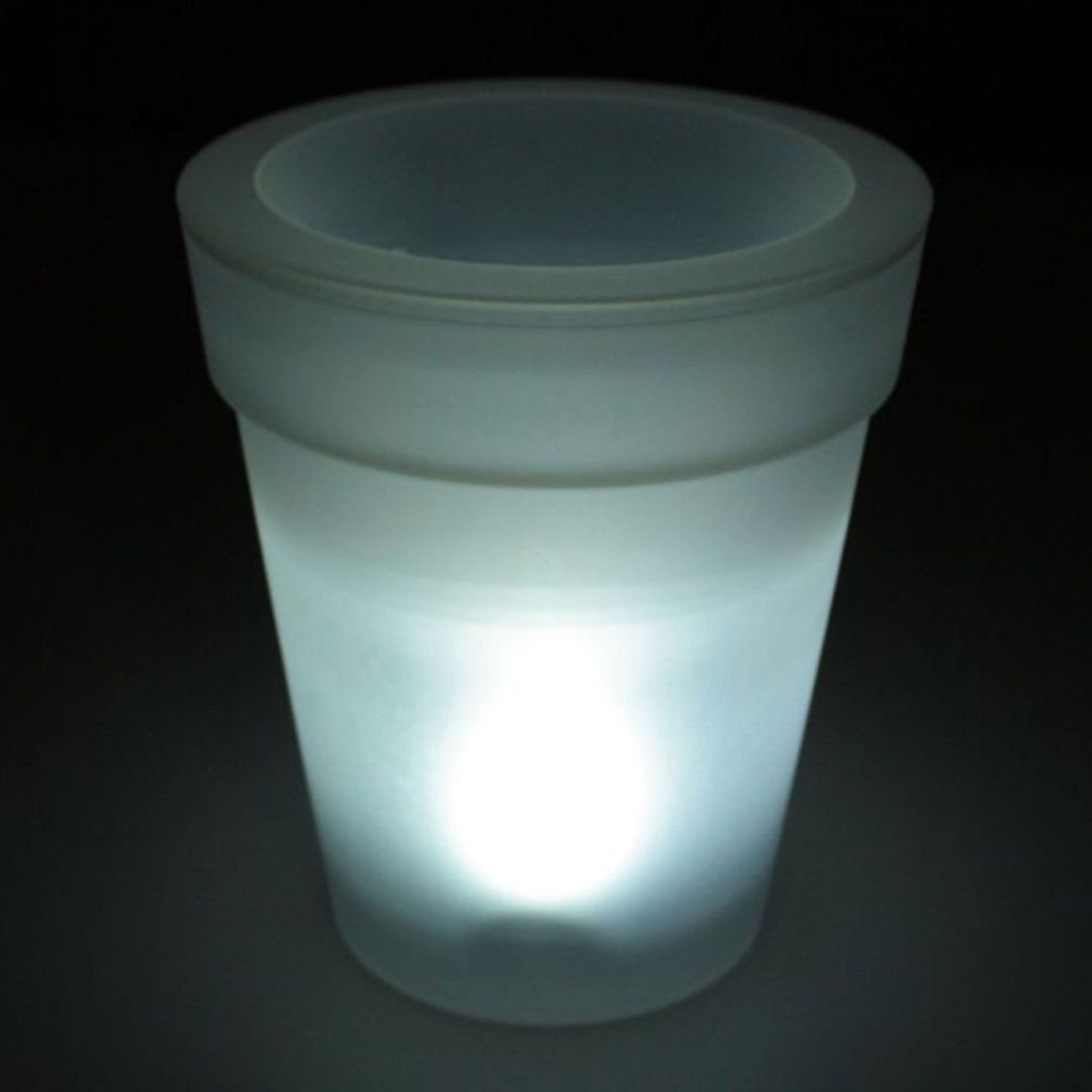 3x LED Zonnebloempotten Buitenverlichting Wit Kunststof op Batterijen