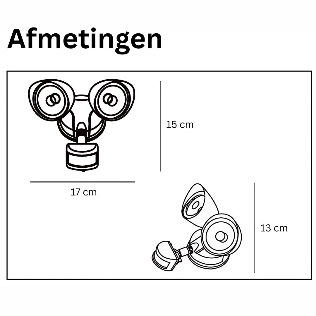 Wandlamp Buiten met LED Sensor - Zwart Aluminium en Kunststof, IP54