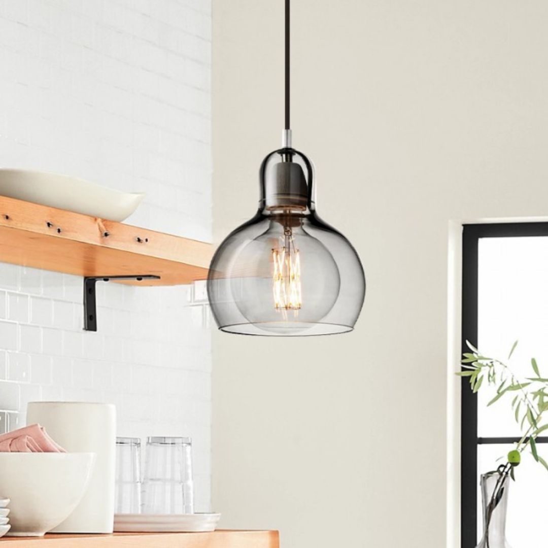 Retro Glazen Hanglamp Mega Bulb Ø11–18 cm E27 Helder Amber Rookgrijs