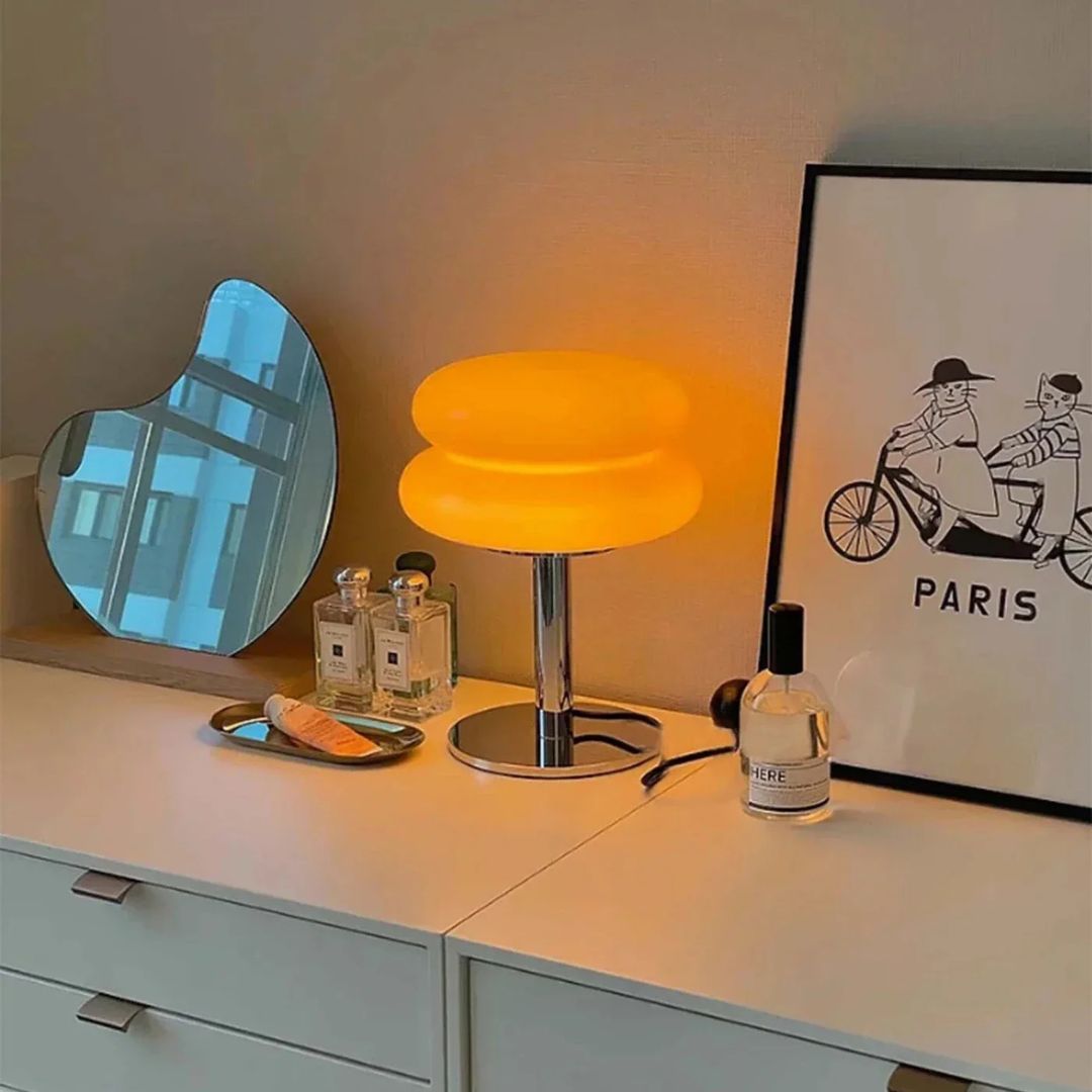 Glazen Tafellamp – Dimbaar, Retro, 30 cm Hoog