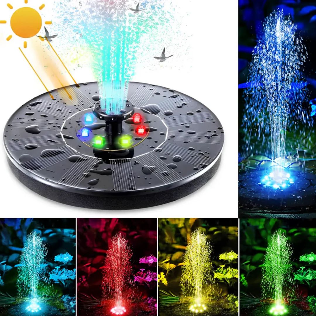 Zonne-energie Tuin Fontein met 7 Spuitpatronen en Dusk Sensor - Duurzaam Waterornament
