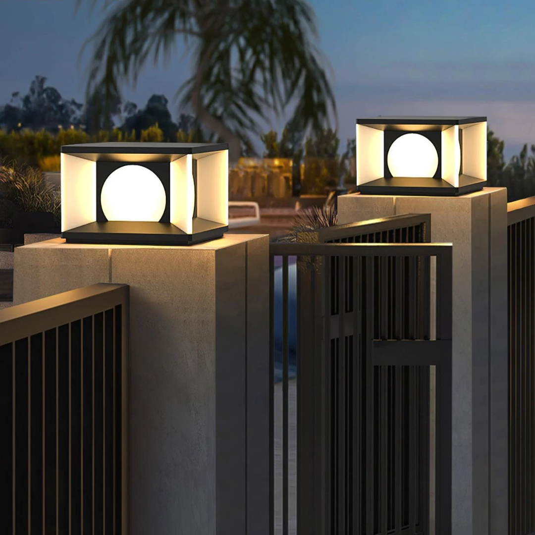 Vierkante Buitenlamp Zwart Eclipse Cube met Ingebouwde LED Verlichting