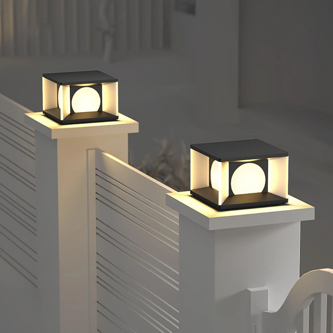 Vierkante Buitenlamp Zwart Eclipse Cube met Ingebouwde LED Verlichting