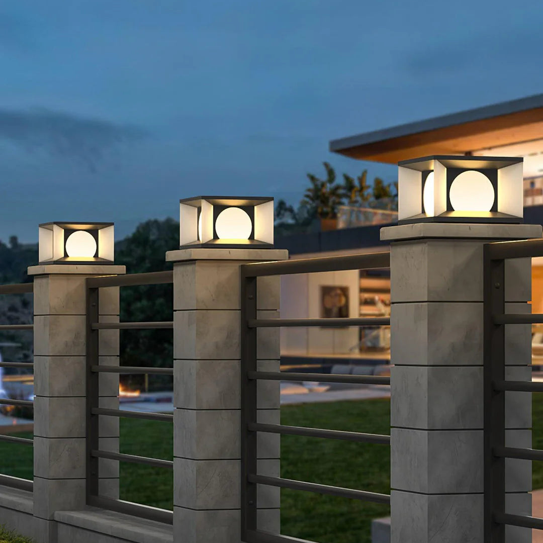 Vierkante Buitenlamp Zwart Eclipse Cube met Ingebouwde LED Verlichting