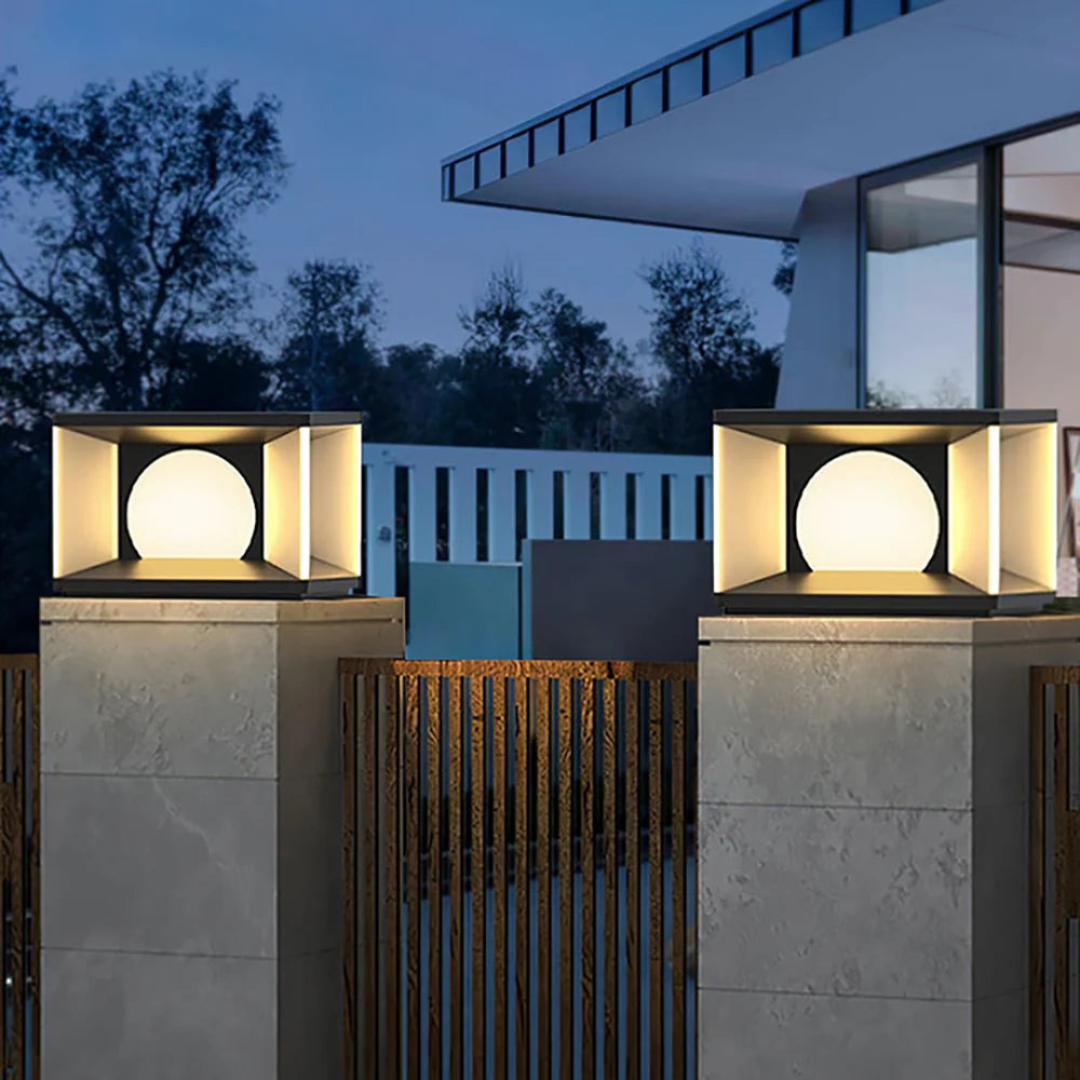 Vierkante Buitenlamp Zwart Eclipse Cube met Ingebouwde LED Verlichting