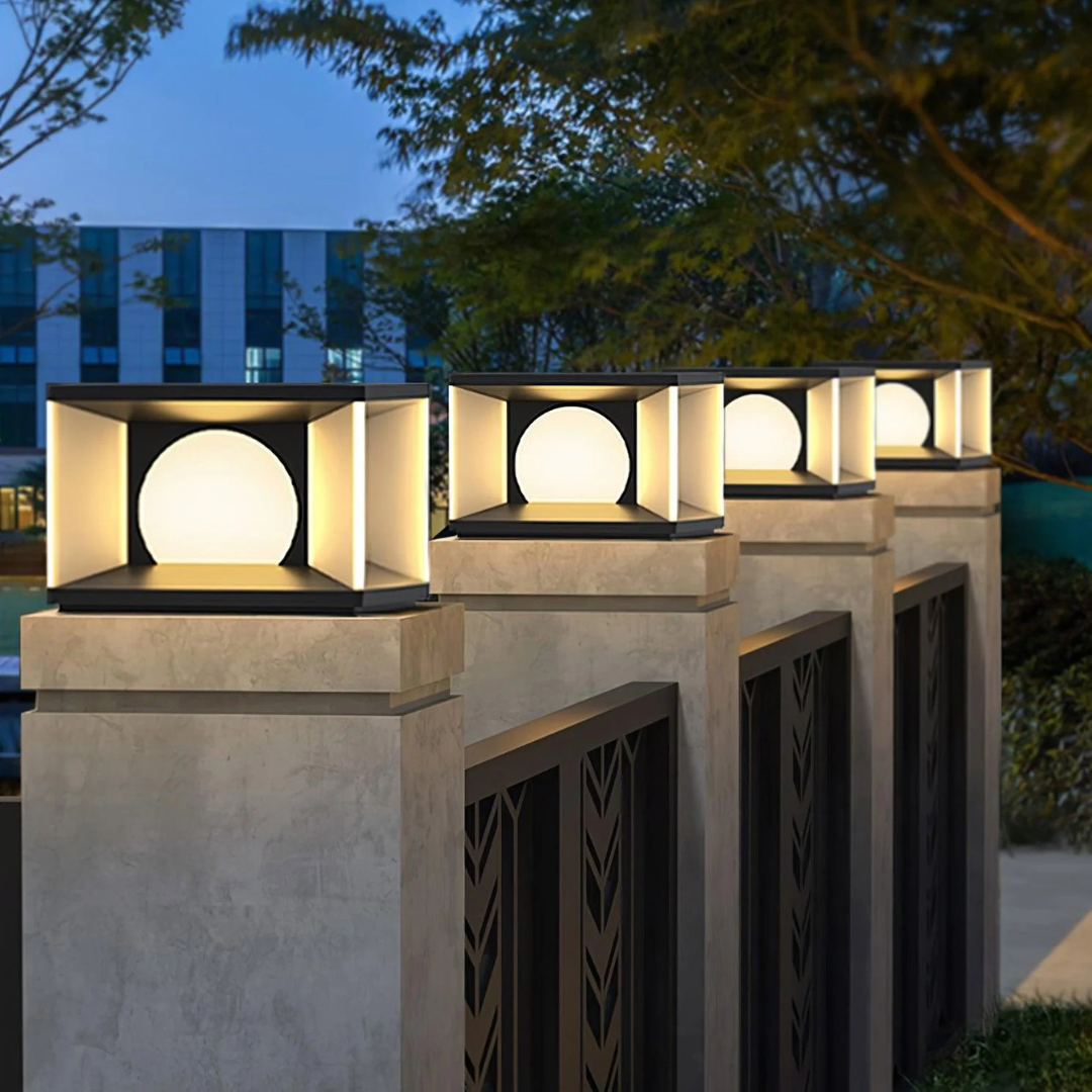 Vierkante Buitenlamp Zwart Eclipse Cube met Ingebouwde LED Verlichting