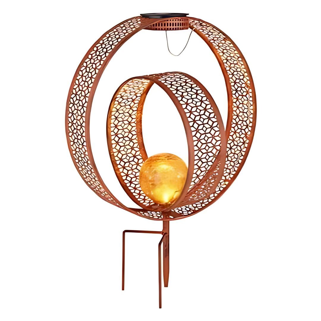 Solar Tuinlamp Roest Metaal Crackle Glas LED Buiten