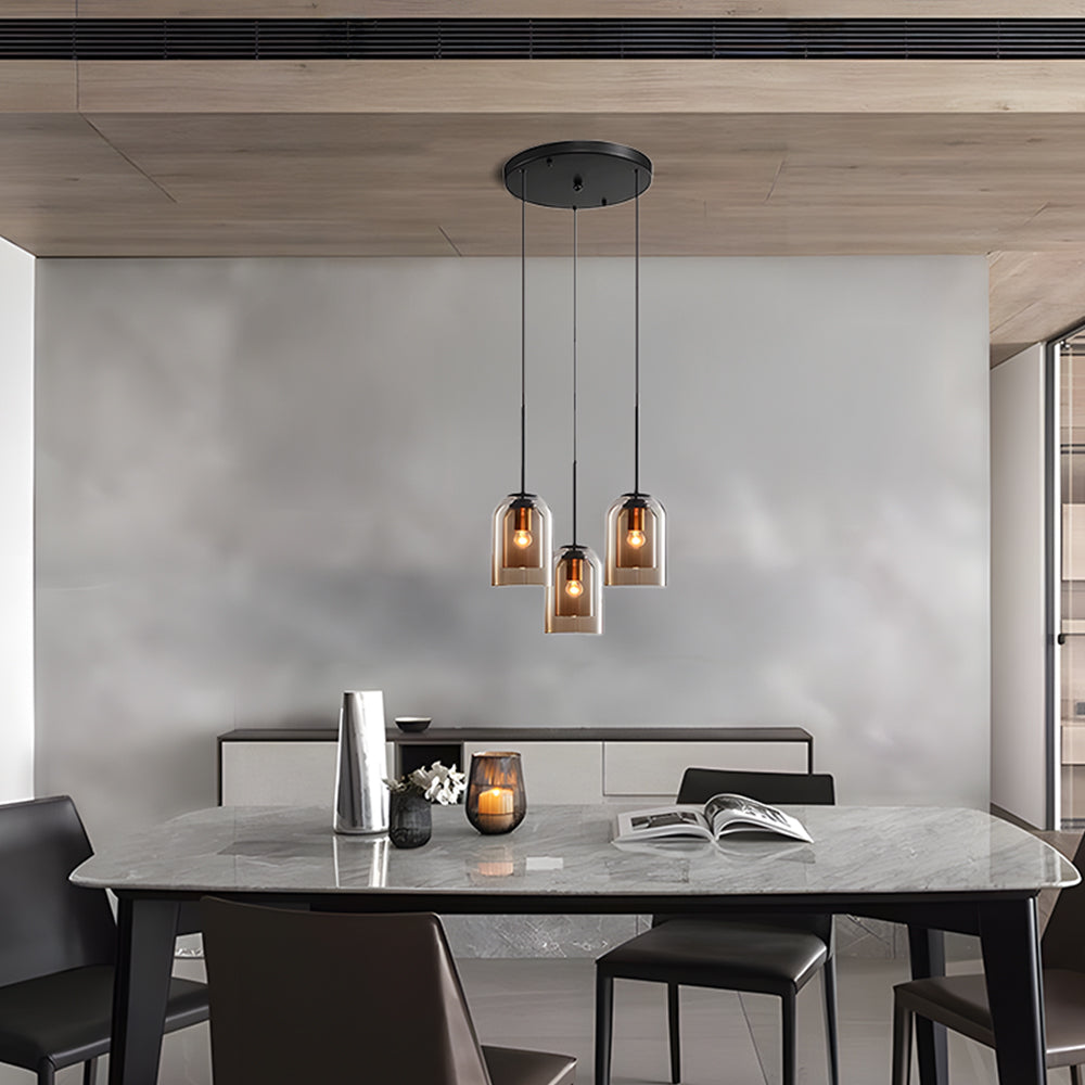 Glazen Hanglamp – Modern, Dubbele Laag, IJzer & Glas