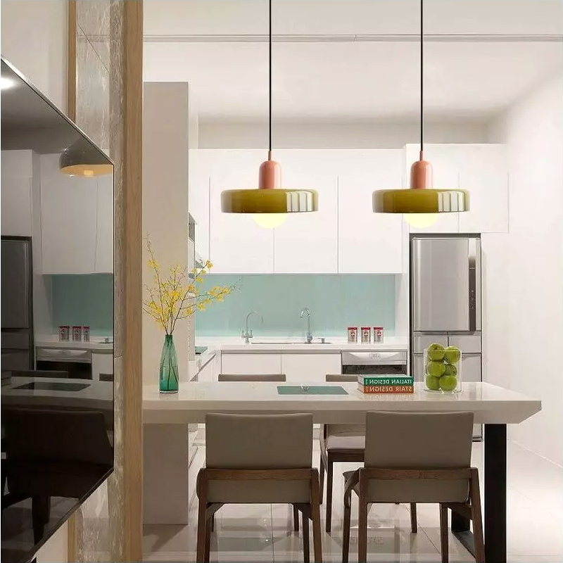 Moderne zwarte glazen hanglamp voor eettafel en woonkamer – Verstelbaar