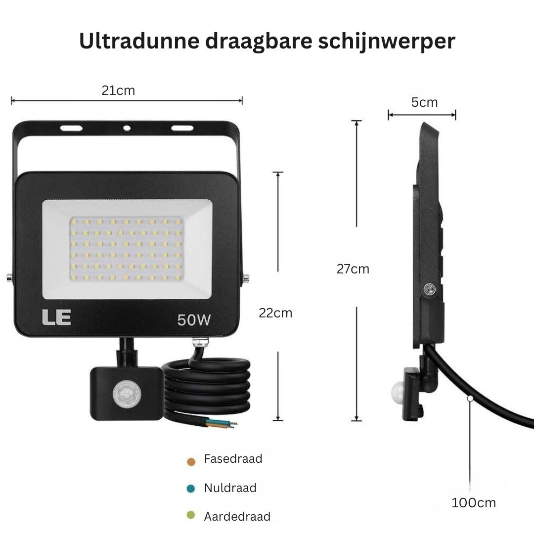 LED-schijnwerper met bewegingssensor 15W/30W/50W 5000K Waterdicht voor buiten