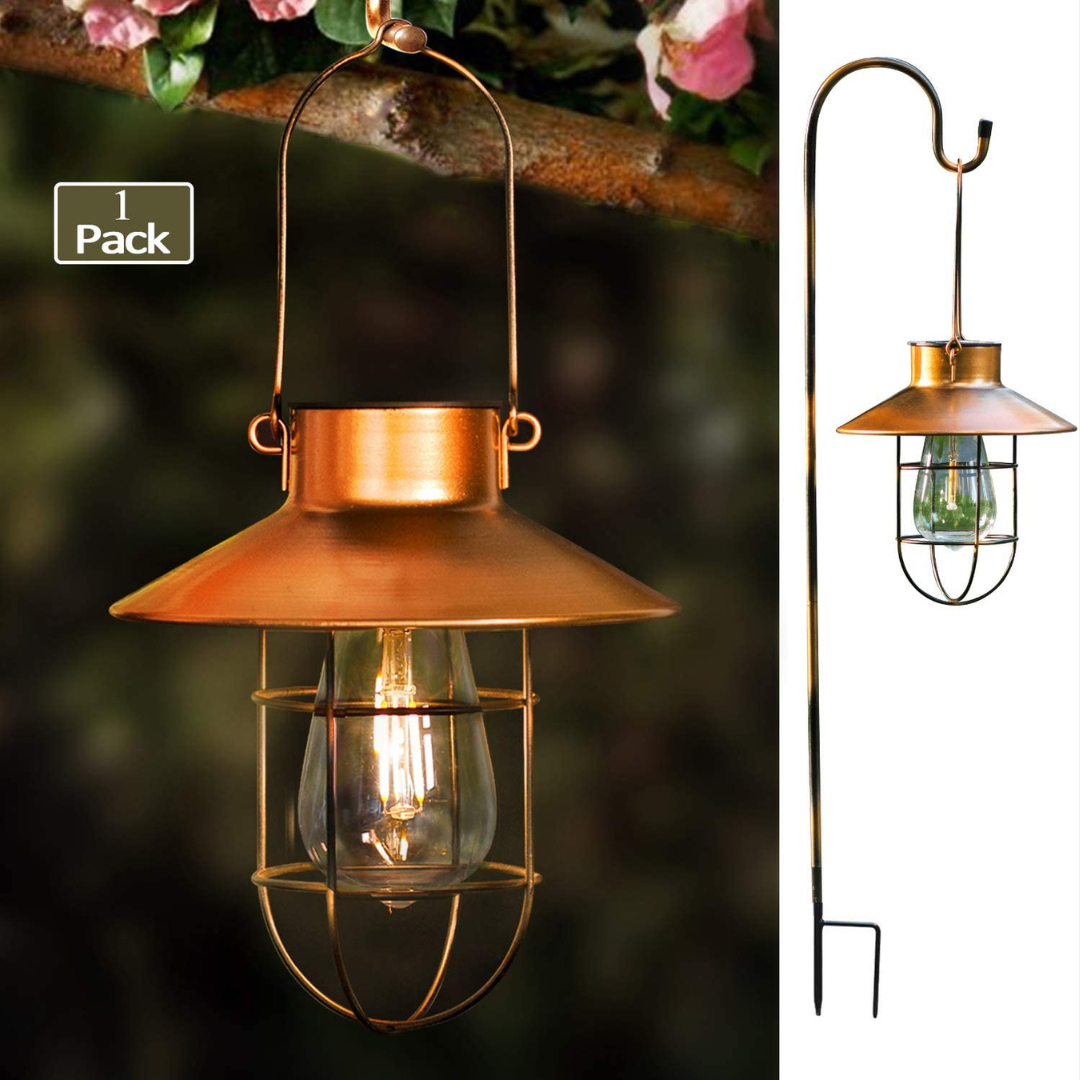 Hangende Buitenlamp met Sensor – Solar Tuinverlichting met Warme LED Verlichting