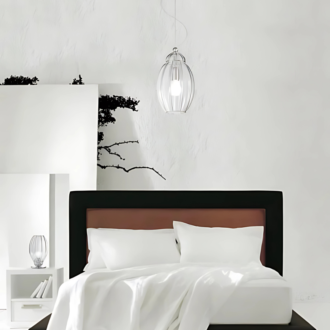 Moderne Hanglamp met Chroom Afwerking en Helder Glas voor Eettafel