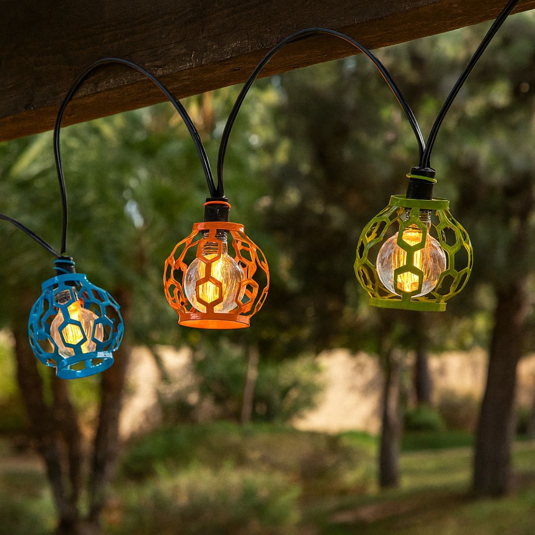 Solar Lichtslinger voor Buiten met 20 LED's en Metalen Kooi in 3 Kleuren