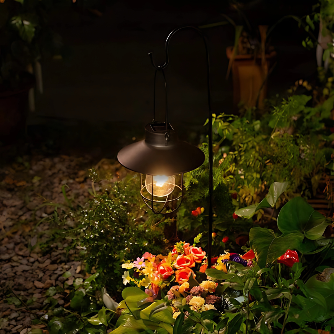 Hangende Buitenlamp met Sensor – Solar Tuinverlichting met Warme LED Verlichting
