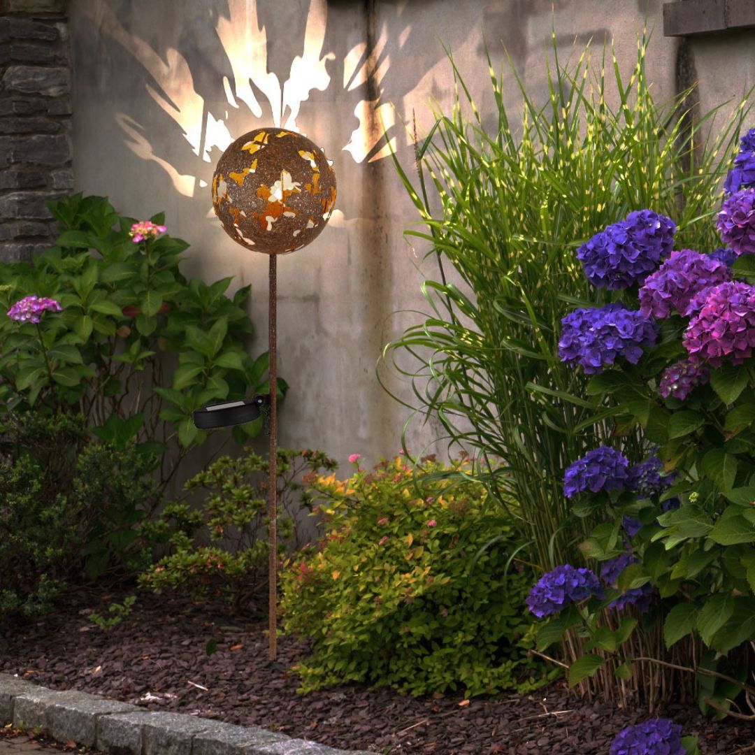 Solar Tuinlamp LED Esdoornblad Roestkleurig Metaal IP44