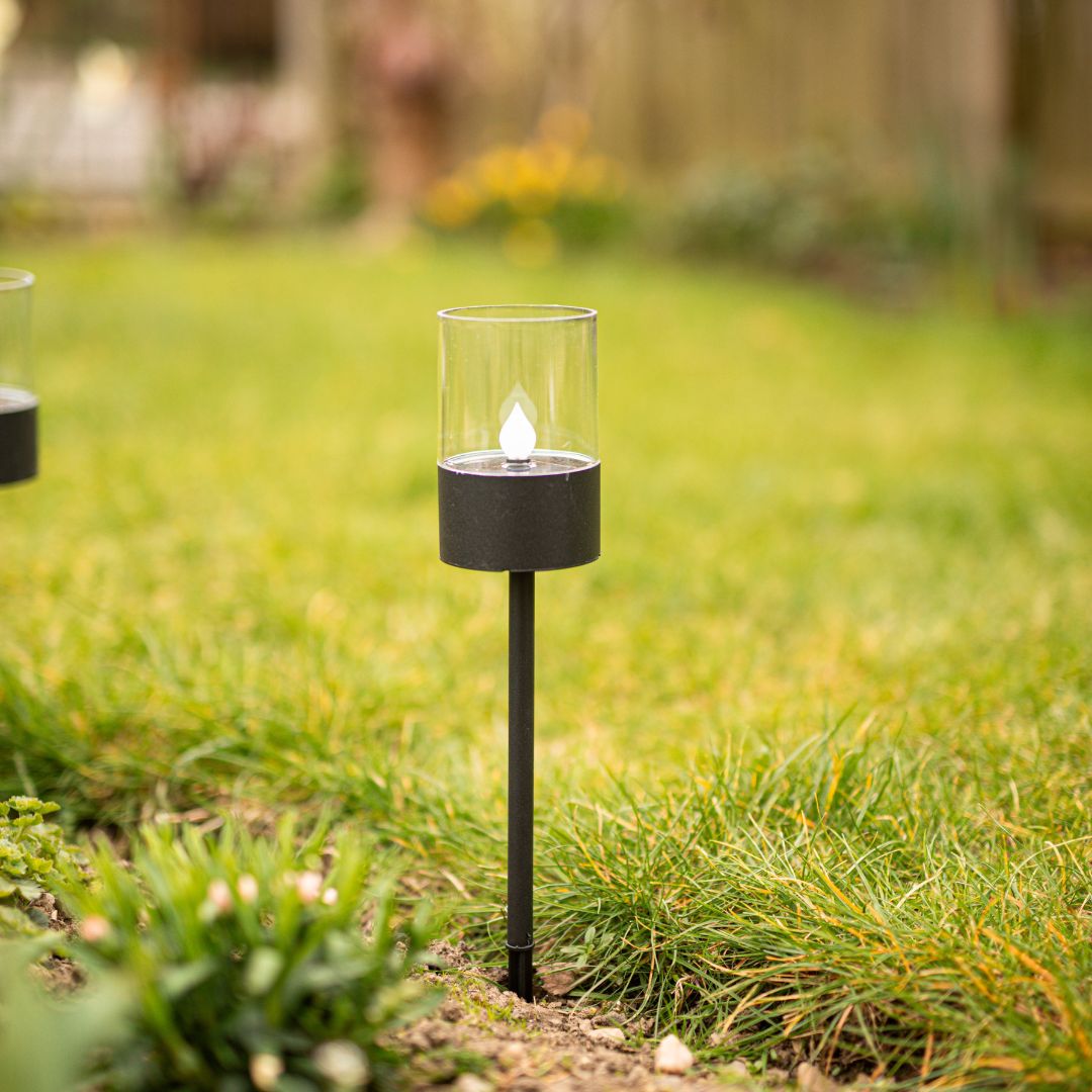 Zwarte Solar Tuinverlichting LED - Set van 4 Grondspike Tuinlampen