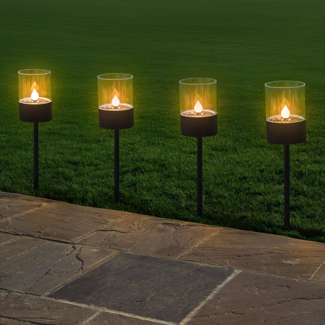Zwarte Solar Tuinverlichting LED - Set van 4 Grondspike Tuinlampen