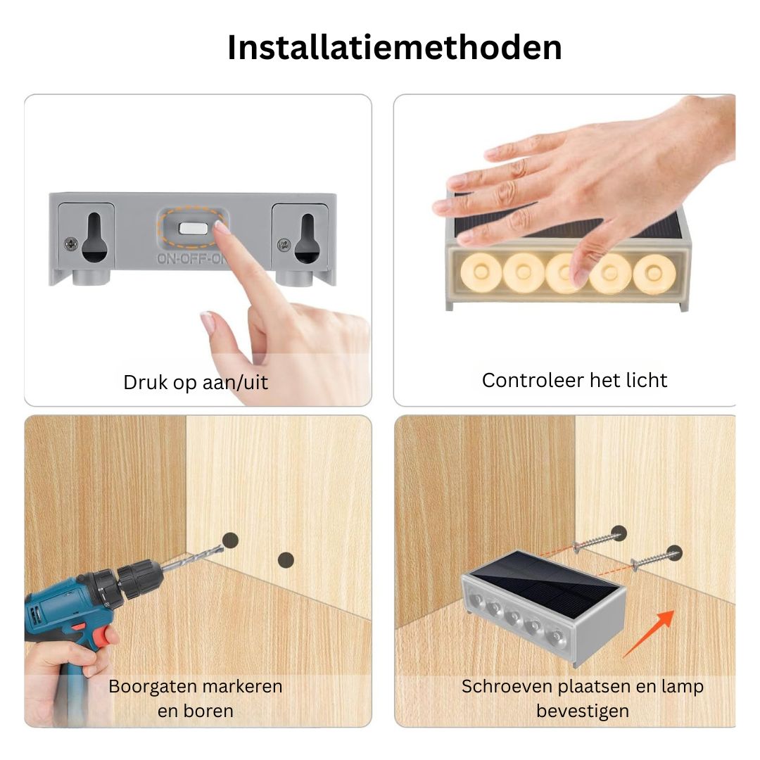 Solar Trapverlichting Buiten Waterdicht LED Deckverlichting voor Trappen