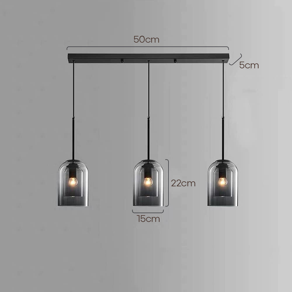 Glazen Hanglamp – Modern, Dubbele Laag, IJzer & Glas