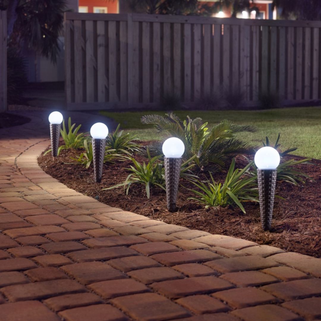 Solarpadverlichting 4-Pack Bruin Vlechtwerk met Matglazen Bol