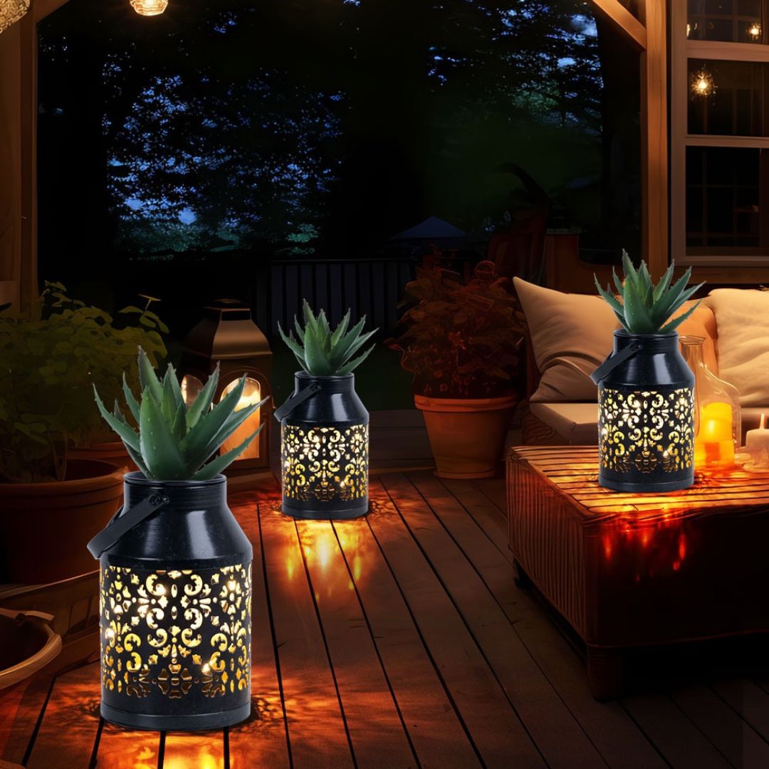 LED Solar Tuinlantaarn Zwarte Plantenlamp met Sensor