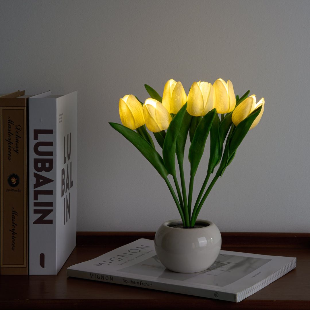 LED Tulpenlamp met Realistische Bloemen en Draadloze Voeding - Sfeervolle Decoratie