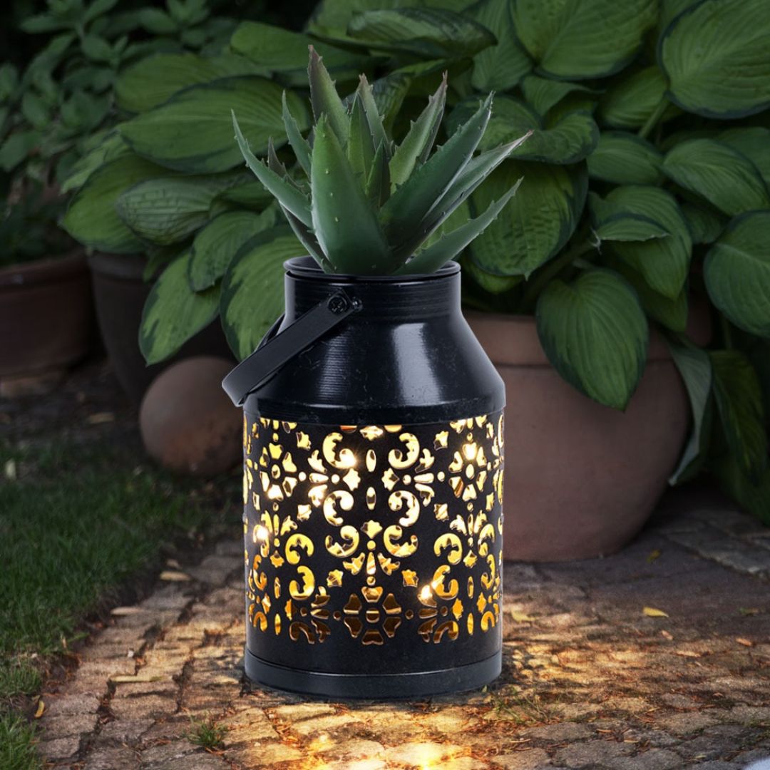 LED Solar Tuinlantaarn Zwarte Plantenlamp met Sensor