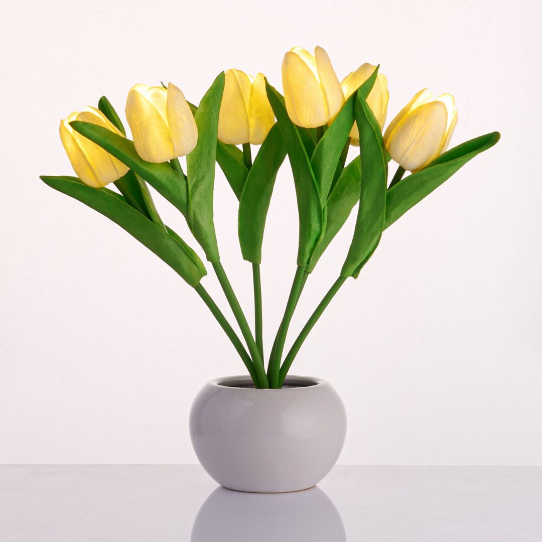 LED Tulpenlamp met Realistische Bloemen en Draadloze Voeding - Sfeervolle Decoratie