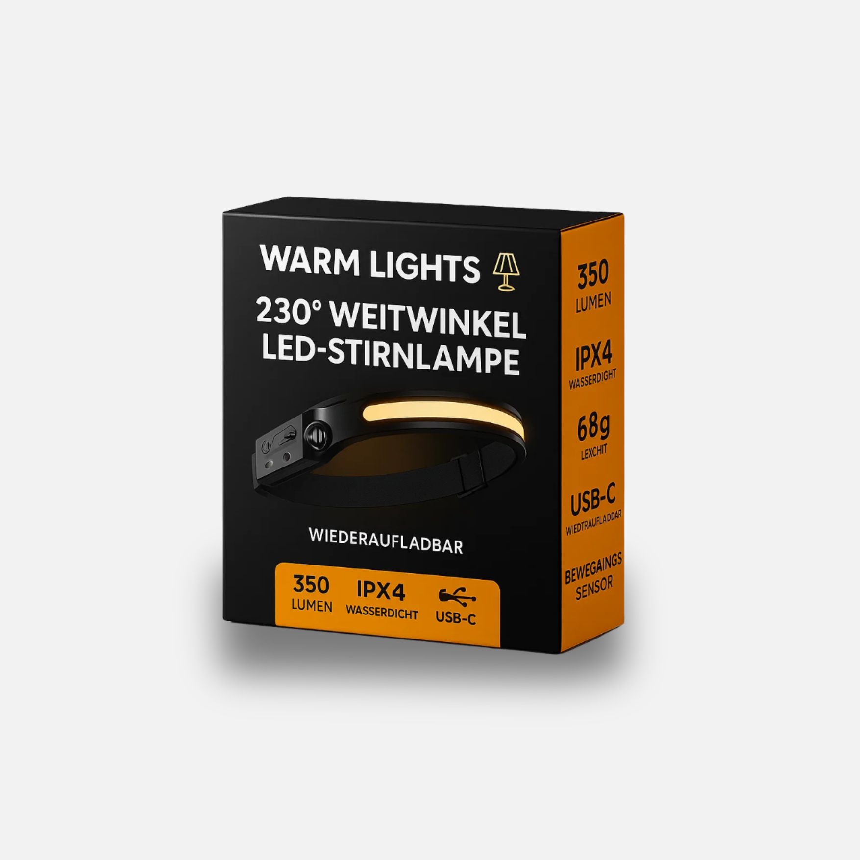 LED Koplamp 230° Groothoek Bewegingssensor Waterdicht Lichtgewicht