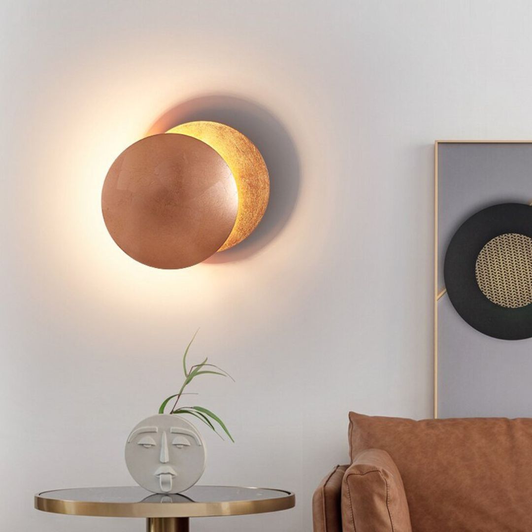 Gouden Eclipse LED Wandlamp – Moderne Draaibare Wandlamp