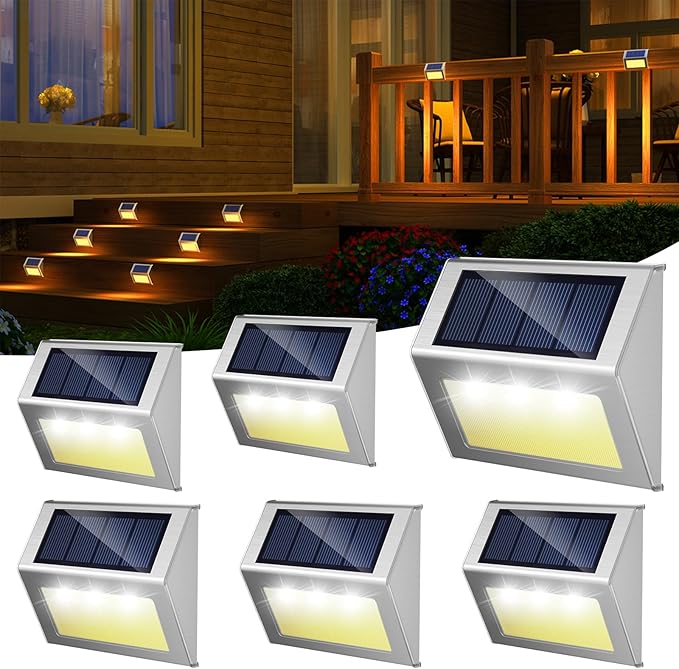 Zonne-energie LED Wandlamp Waterdicht RVS Warm Wit Automatisch Aan/Uit