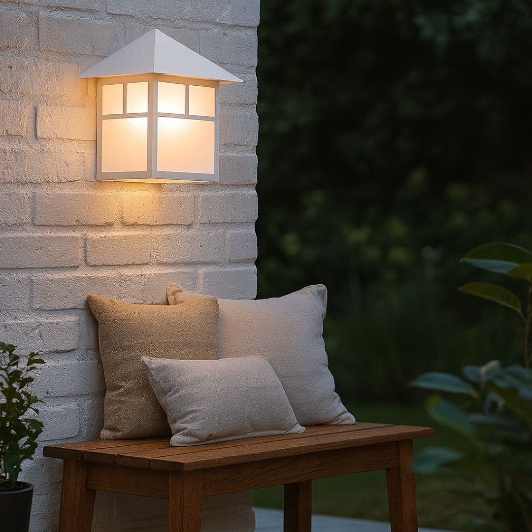 Buitenwandlamp Structuurwit 28 cm Wandlantaarn met Matglas