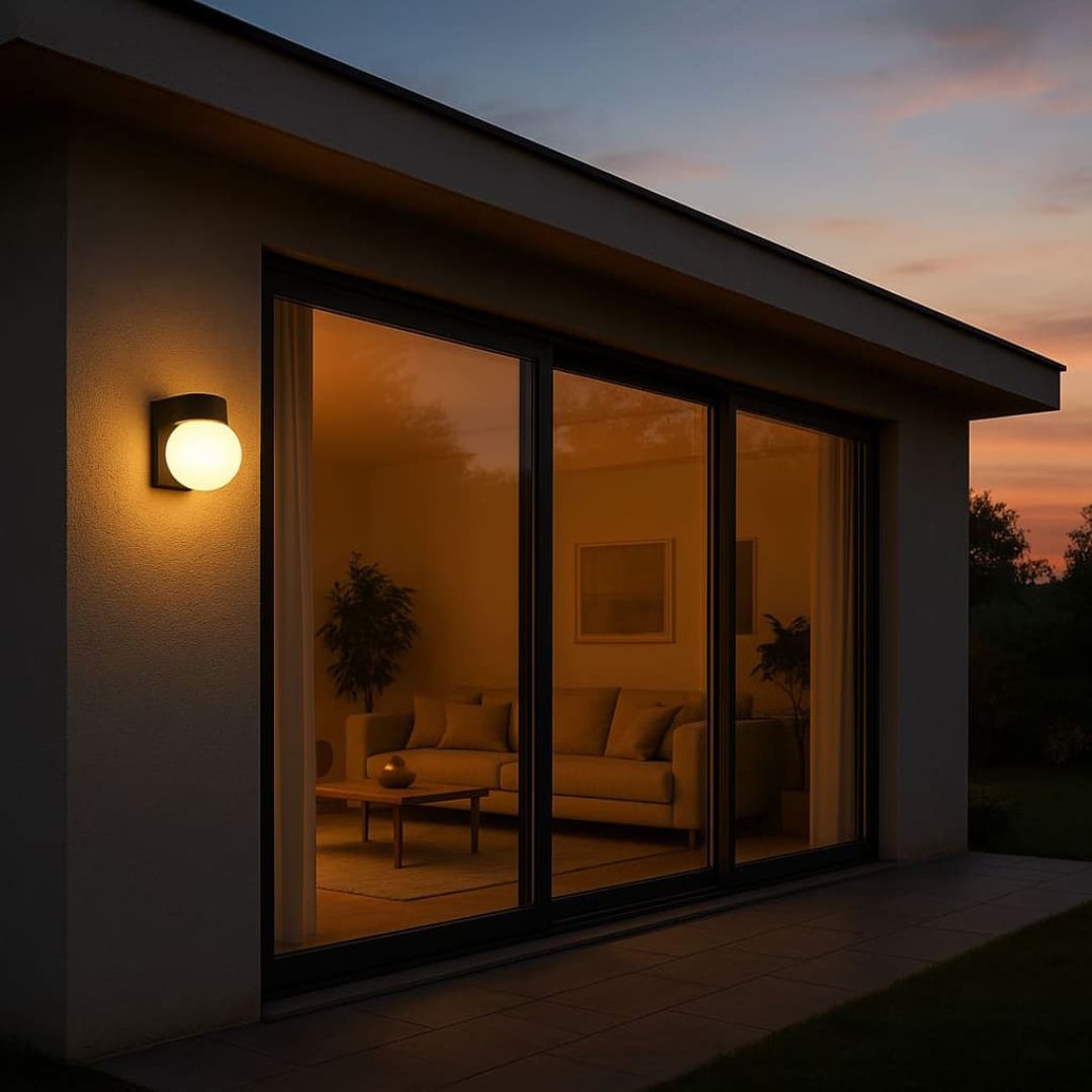 Compacte IP65 Buitenlamp met Frosted Diffuser en LED Verlichting