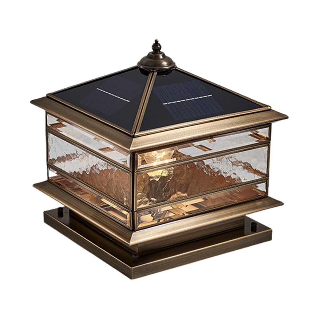 Waterdichte Buitenlamp van Koper met Gehard Glas – Solar Tuinverlichting