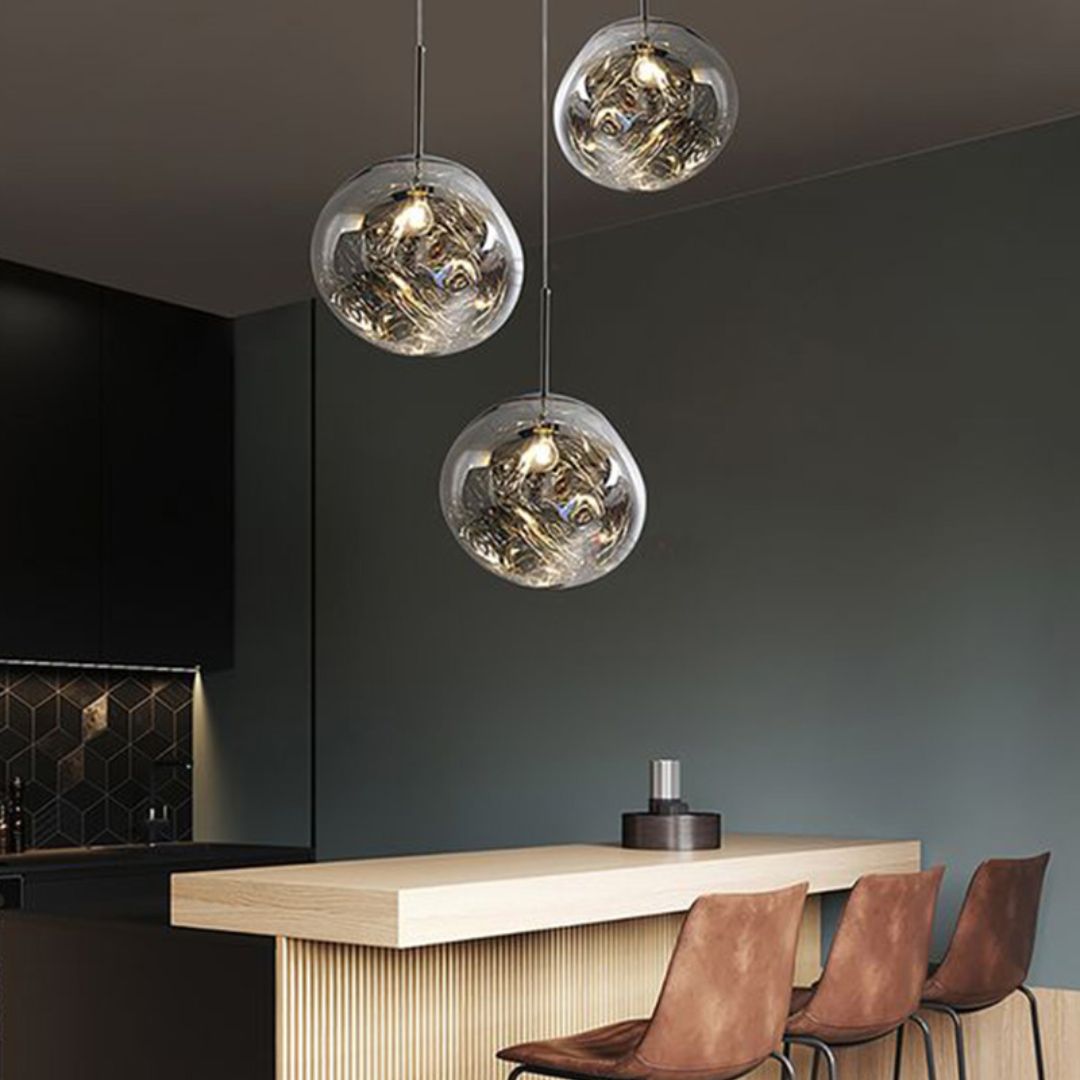 Acryl Bol Hanglamp E27 Gepolijst Goud Rood Zilver Rookgrijs 4 Maten