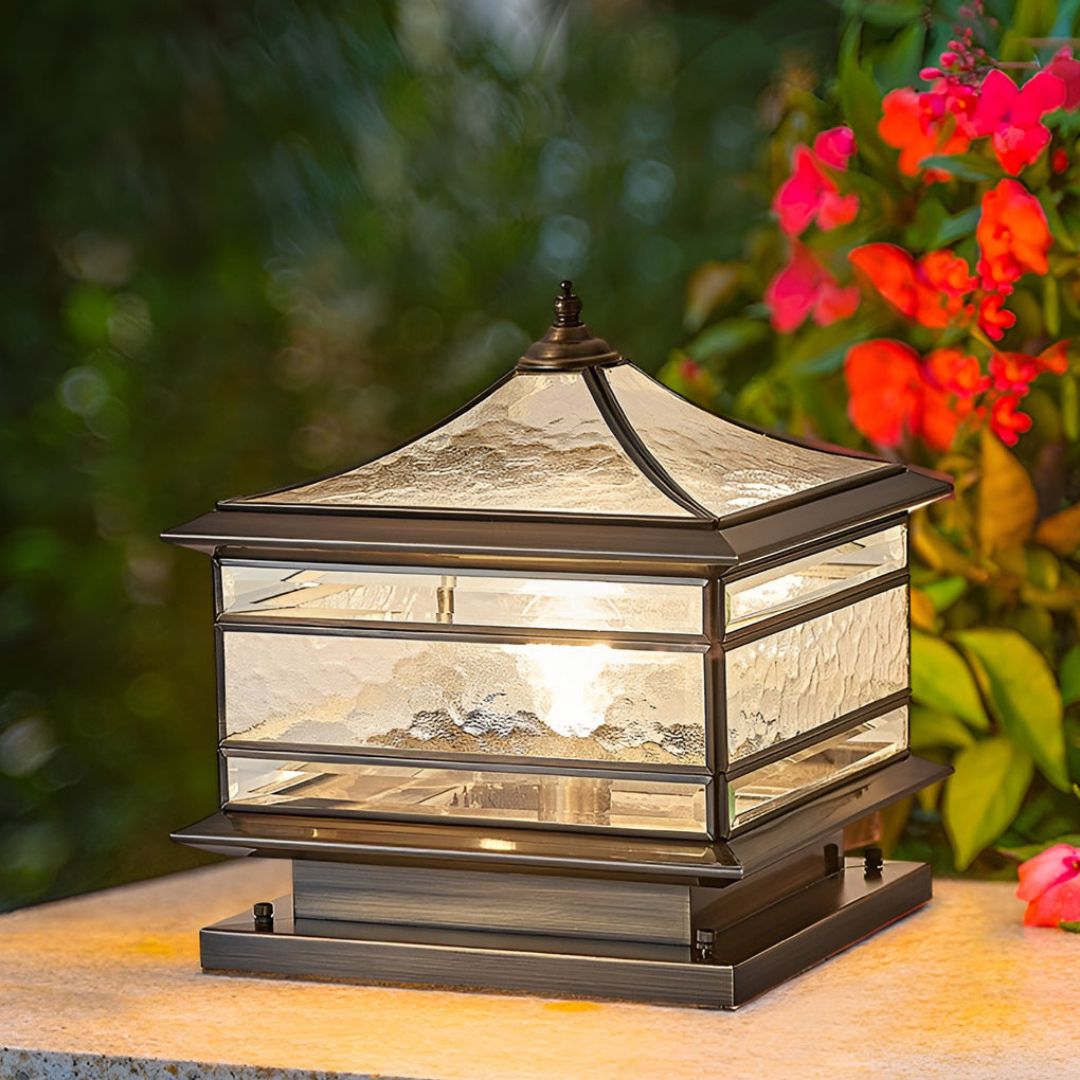 Waterdichte Buitenlamp van Koper met Gehard Glas – Solar Tuinverlichting