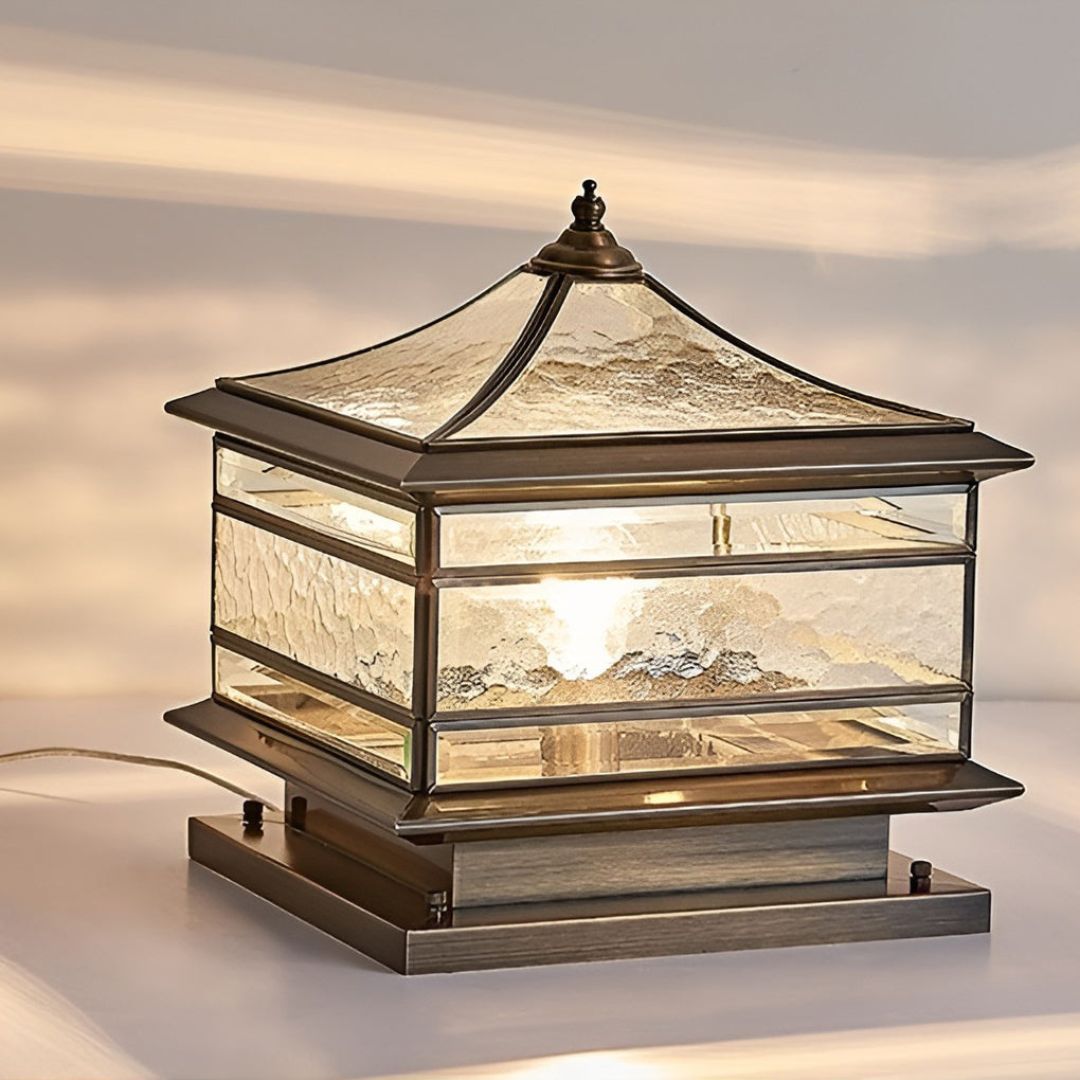 Waterdichte Buitenlamp van Koper met Gehard Glas – Solar Tuinverlichting