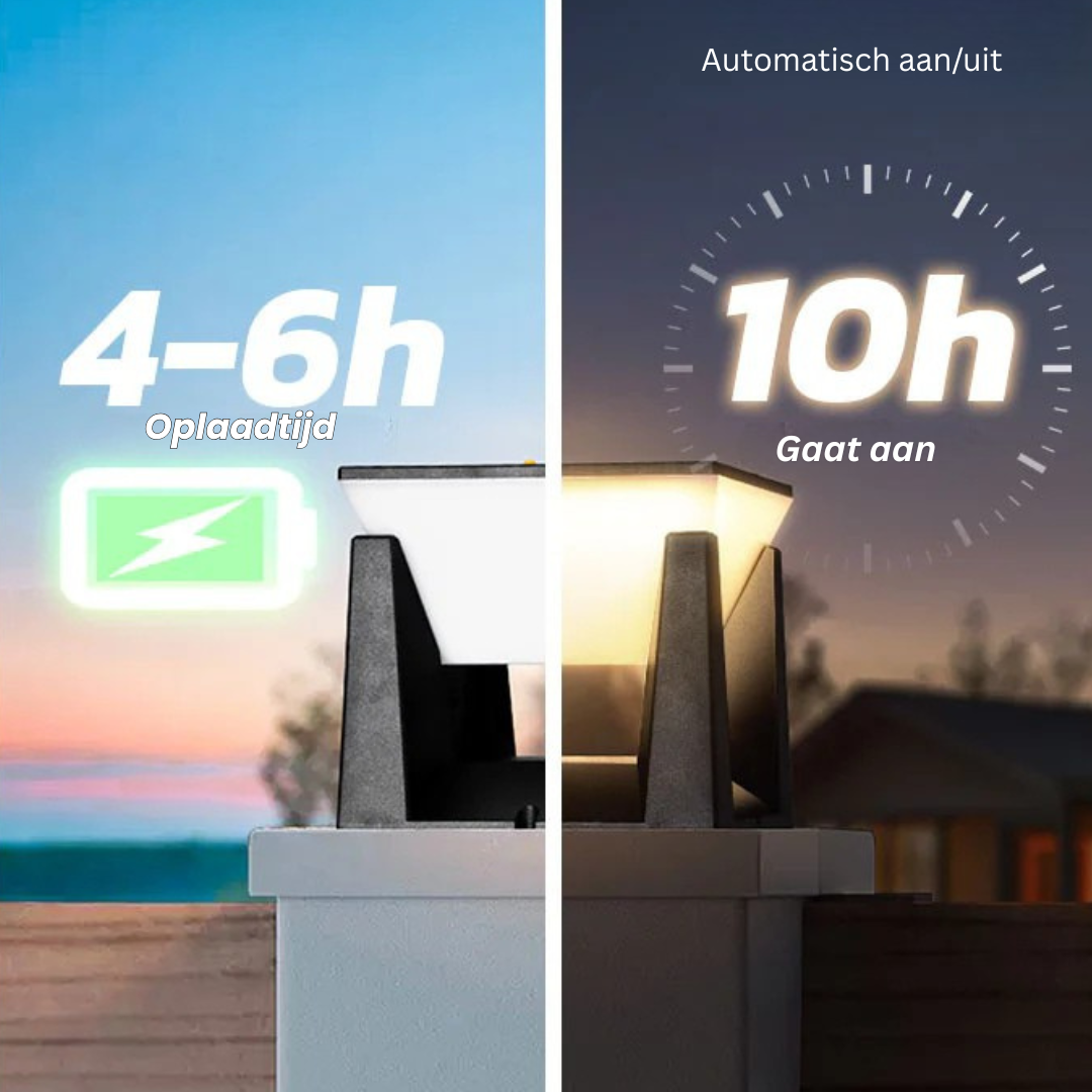 Zwarte Buitenlamp met Sensor en Zonne-energie – Weerbestendige Solar Wandlamp voor Tuin en Patio