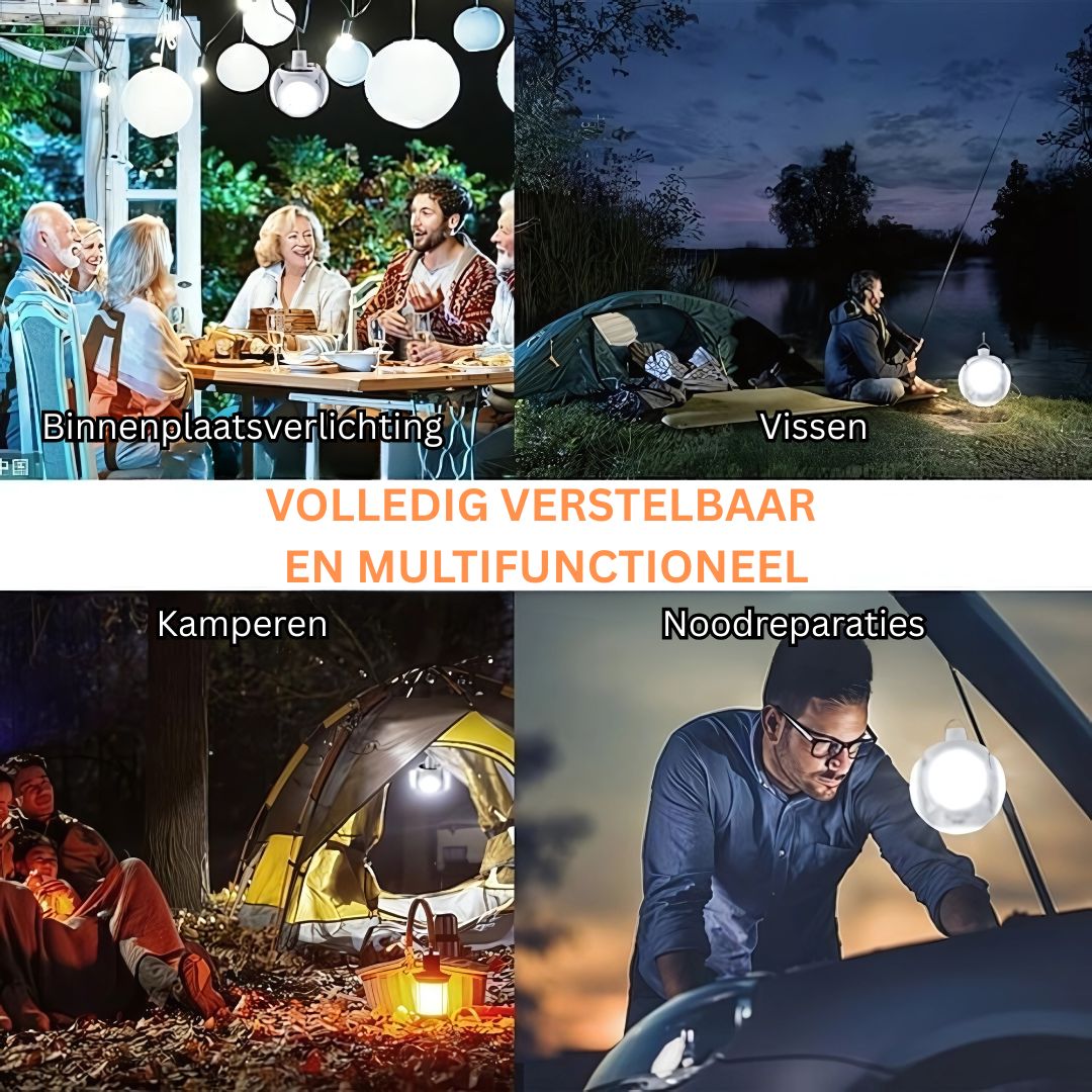 Opvouwbare Kampeerlamp – Oplaadbaar, Superhelder, Waterdicht