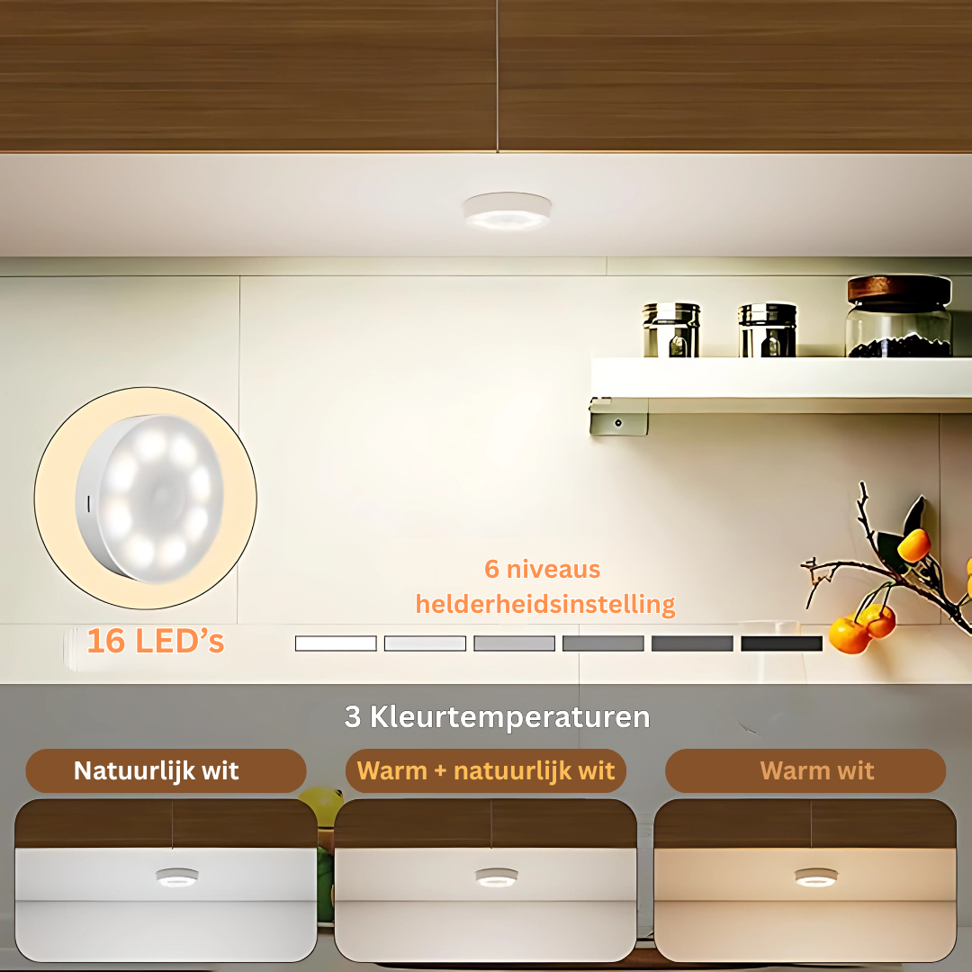 Draadloze Kastverlichting met Bewegingssensor & Afstandsbediening – 3 Kleurtemperaturen
