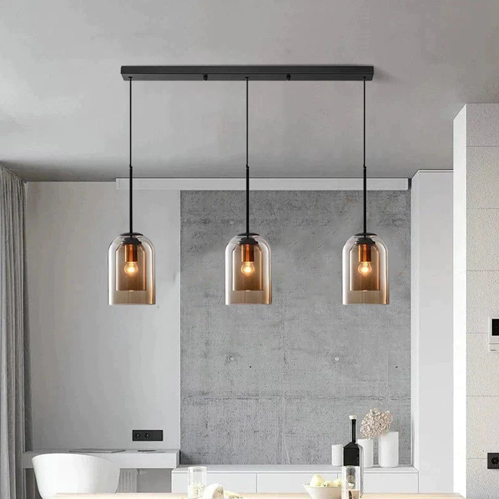 Glazen Hanglamp – Modern, Dubbele Laag, IJzer & Glas